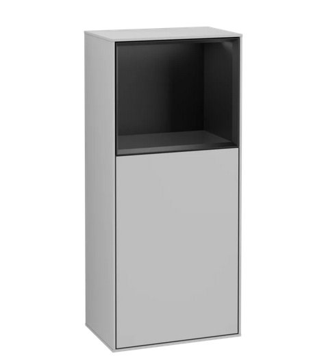 Шкафчик для ванной Villeroy & Boch Finion 41,8х93,6х27 см петли слева с подсветкой МДФ светло-серый матовый лак/черный матовый лак G520PDGJ