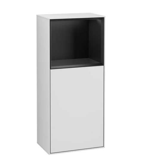 Шафка для ванної Villeroy & Boch Finion 41,8х93,6х27 см петлі зліва з підсвічуванням МДФ білий матовий лак/чорний матовий лак G520PDMT