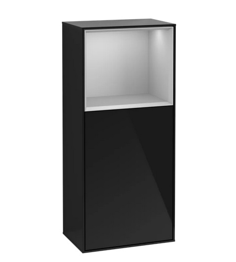 Шафка для ванної Villeroy & Boch Finion 41,8х93,6х27 см петлі зліва з підсвічуванням МДФ глянсовий чорний лак/світло-сірий матовий лак G520GJPH