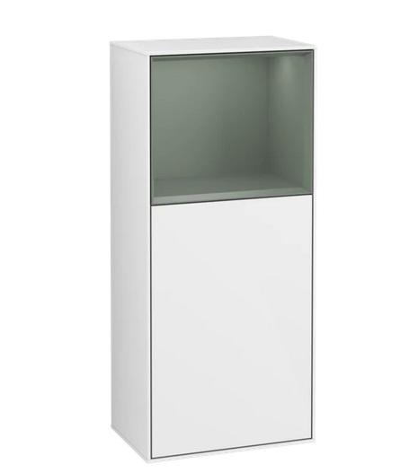 Шкафчик для ванной Villeroy & Boch Finion 41,8х93,6х27 см петли слева с подсветкой МДФ глянцевый белый лак/оливковый матовый лак G520GMGF