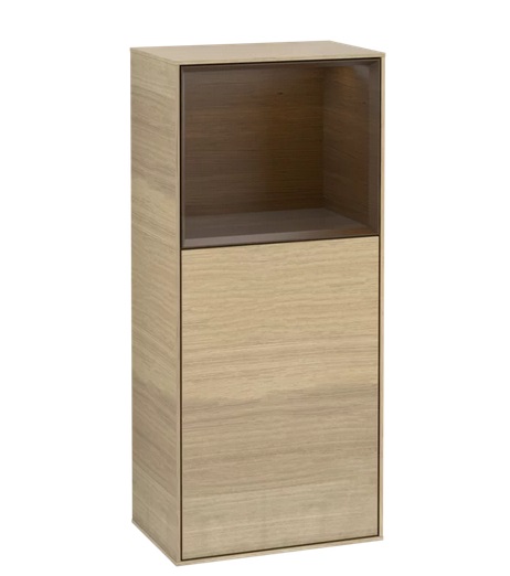 Шкафчик для ванной Villeroy & Boch Finion 41,8х93,6х27 см петли слева с подсветкой ДСП шпон дуба/шпон грецкого ореха G520GNPC