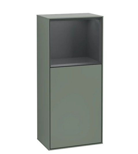 Шафка для ванної Villeroy & Boch Finion 41,8х93,6х27 см петлі зліва з підсвічуванням МДФ оливковий матовий лак/темно-синій матовий лак G520HGGM