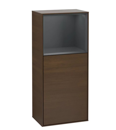 Шкафчик для ванной Villeroy & Boch Finion 41,8х93,6х27 см петли слева с подсветкой ДСП шпон грецкого ореха/темно-синий матовый лак G520HGGN