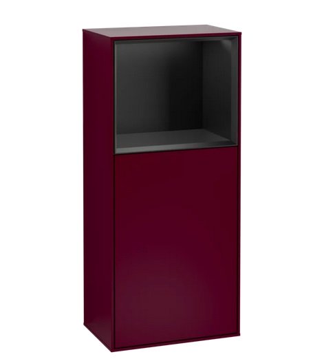 Шафка для ванної Villeroy & Boch Finion 41,8х93,6х27 см петлі зліва з підсвічуванням МДФ півонія матовий лак/чорний матовий лак G520PDHB