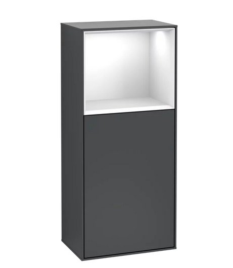 Шафка для ванної Villeroy & Boch Finion 41,8х93,6х27 см петлі зліва з підсвічуванням МДФ темно-синій матовий лак/глянсовий білий лак G520GFHG