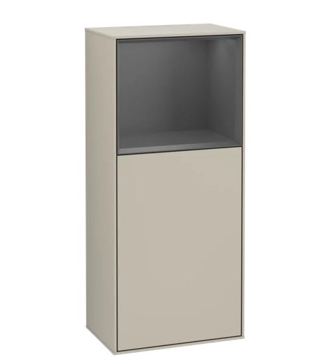 Шафка для ванної Villeroy & Boch Finion 41,8х93,6х27 см петлі зліва з підсвічуванням МДФ пісок матовий лак/антрацит матовий лак G520GKHH