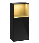 Шафка для ванної Villeroy & Boch Finion 41,8х93,6х27 см петлі зліва з підсвічуванням МДФ глянсовий чорний лак/золотий матовий лак G520HFPH