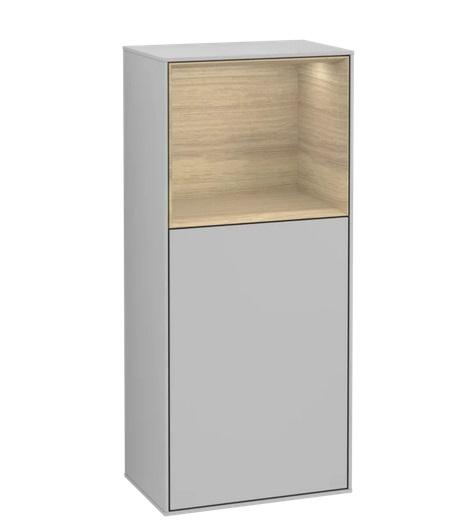 Шафка для ванної Villeroy & Boch Finion 41,8х93,6х27 см петлі зліва з підсвічуванням МДФ світло-сірий матовий лак/шпон дуба G520PCGJ