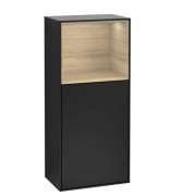 Шкафчик для ванной Villeroy & Boch Finion 41,8х93,6х27 см петли слева с подсветкой МДФ черный матовый лак/шпон дуба G520PCPD