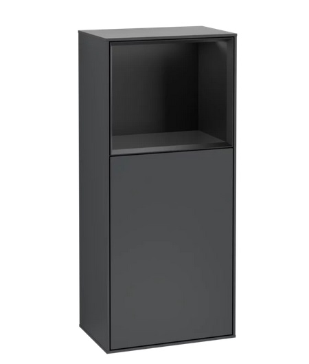 Шафка для ванної Villeroy & Boch Finion 41,8х93,6х27 см петлі зліва з підсвічуванням МДФ темно-синій матовий лак/чорний матовий лак G520PDHG