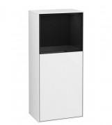 Шкафчик для ванной Villeroy & Boch Finion 41,8х93,6х27 см петли слева с подсветкой МДФ глянцевый белый лак/глянцевый черный лак G520PHGF