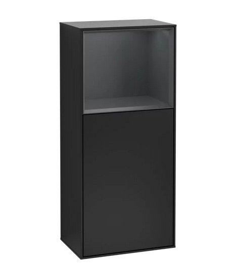 Шафка для ванної Villeroy & Boch Finion 41,8х93,6х27 см петлі зліва з підсвічуванням МДФ чорний матовий лак/темно-синій матовий лак G520HGPD