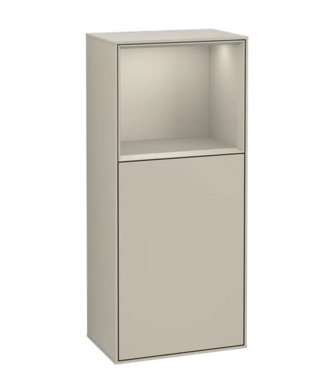 Шкафчик для ванной Villeroy & Boch Finion 41,8х93,6х27 см петли слева с подсветкой МДФ песок матовый лак G520HHHH