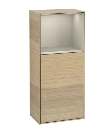 Шафка для ванної Villeroy & Boch Finion 41,8х93,6х27 см петлі зліва з підсвічуванням ДСП шпон дуба/пісок матовий лак G520HHPC
