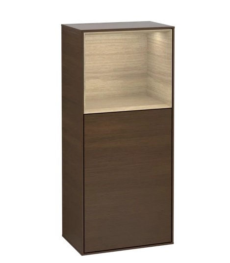 Шафка для ванної Villeroy & Boch Finion 41,8х93,6х27 см петлі зліва з підсвічуванням ДСП шпон волоського горіха/шпон дуба G520PCGN