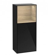 Шафка для ванної Villeroy & Boch Finion 41,8х93,6х27 см петлі зліва з підсвічуванням МДФ глянсовий чорний лак/шпон дуба G520PCPH