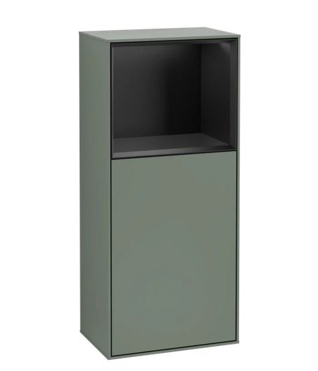 Шкафчик для ванной Villeroy & Boch Finion 41,8х93,6х27 см петли слева с подсветкой МДФ оливковый матовый лак/черный матовый лак G520PDGM