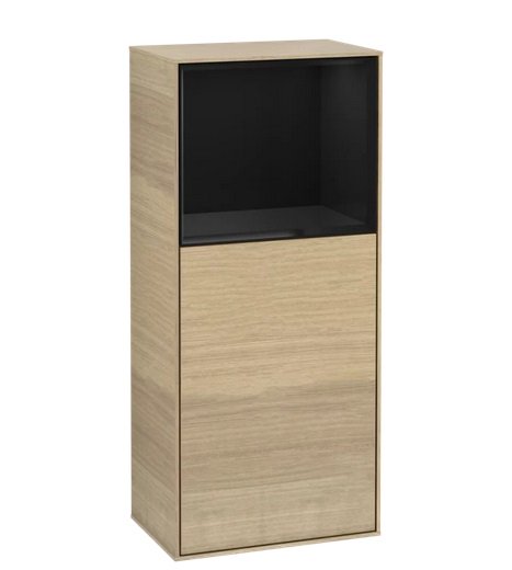 Шафка для ванної Villeroy & Boch Finion 41,8х93,6х27 см петлі зліва з підсвічуванням ДСП шпон дуба/глянцевий чорний лак G520PHPC