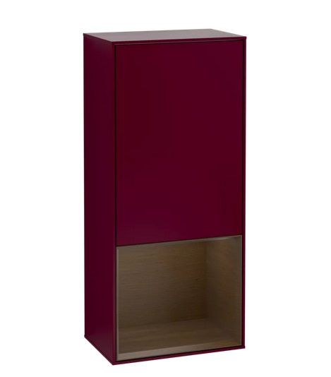 Шафка для ванної Villeroy & Boch Finion 41,8х93,6х27 см петлі праворуч з підсвічуванням МДФ півонія матовий лак/шпон волоського горіха G550GNHB