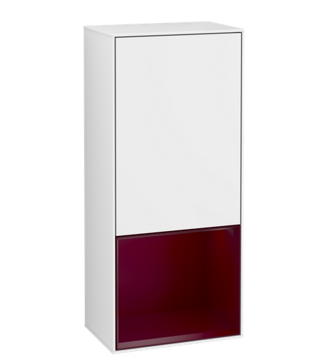 Шафка для ванної Villeroy & Boch Finion 41,8х93,6х27 см петлі праворуч з підсвічуванням МДФ глянсовий білий лак/півон матовий лак G550HBGF