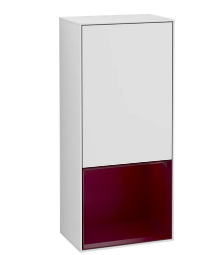 Шкафчик для ванной Villeroy & Boch Finion 41,8х93,6х27 см петли справа с подсветкой МДФ белый матовый лак/пион матовый лак G550HBMT