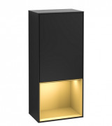 Шкафчик для ванной Villeroy & Boch Finion 41,8х93,6х27 см петли справа с подсветкой МДФ черный матовый лак/золотой матовый лак G550HFPD