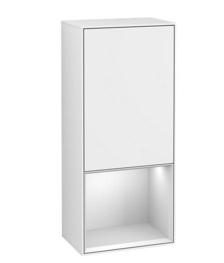 Шкафчик для ванной Villeroy & Boch Finion 41,8х93,6х27 см петли справа с подсветкой МДФ глянцевый белый лак/белый матовый лак G550MTGF