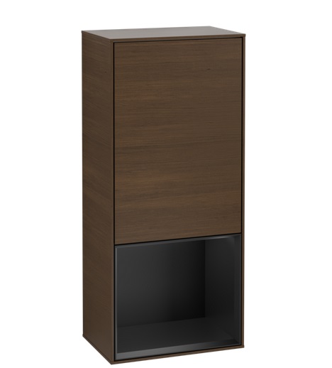 Шкафчик для ванной Villeroy & Boch Finion 41,8х93,6х27 см петли справа с подсветкой ДСП шпон грецкого ореха/черный матовый лак G550PDGN