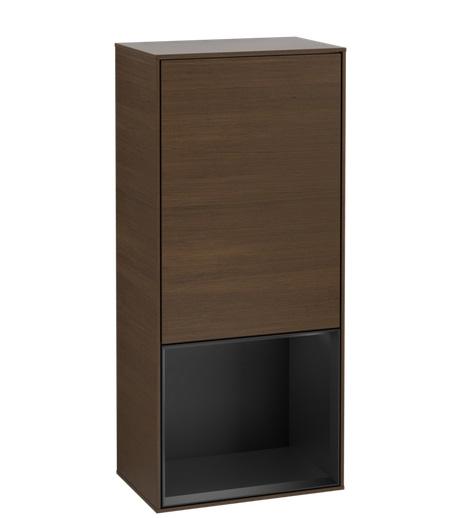 Шкафчик для ванной Villeroy & Boch Finion 41,8х93,6х27 см петли справа с подсветкой ДСП шпон грецкого ореха/черный матовый лак G550PDGN