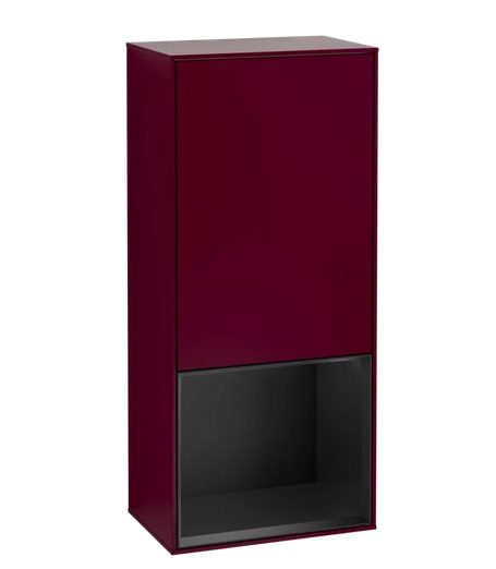 Шафка для ванної Villeroy & Boch Finion 41,8х93,6х27 см петлі праворуч з підсвічуванням МДФ півонія матовий лак/чорний матовий лак G550PDHB