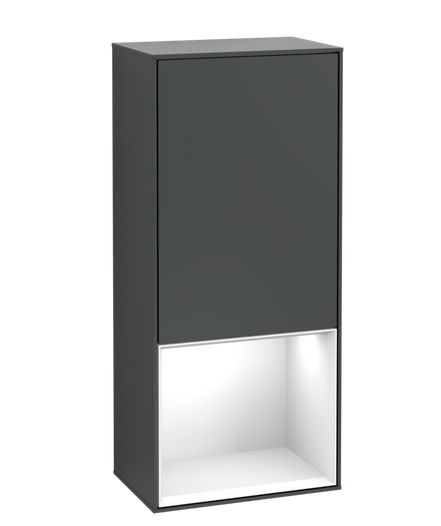 Шафка для ванної Villeroy & Boch Finion 41,8х93,6х27 см петлі праворуч з підсвічуванням МДФ темно-синій матовий лак/глянсовий білий лак G550GFHG