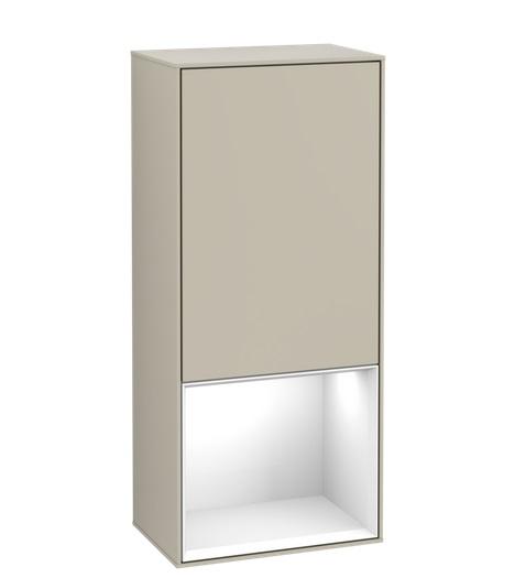 Шкафчик для ванной Villeroy & Boch Finion 41,8х93,6х27 см петли справа с подсветкой МДФ песок матовый лак/глянцевый белый лак G550GFHH