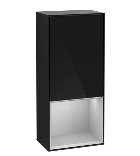 Шкафчик для ванной Villeroy & Boch Finion 41,8х93,6х27 см петли справа с подсветкой МДФ глянцевый черный лак/светло-серый матовый лак G550GJPH