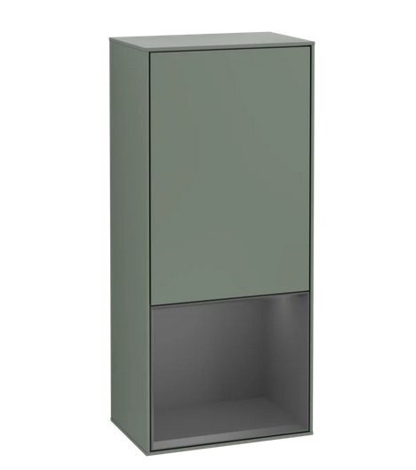 Шафка для ванної Villeroy & Boch Finion 41,8х93,6х27 см петлі праворуч з підсвічуванням МДФ оливковий матовий лак/антрацит матовий лак G550GKGM