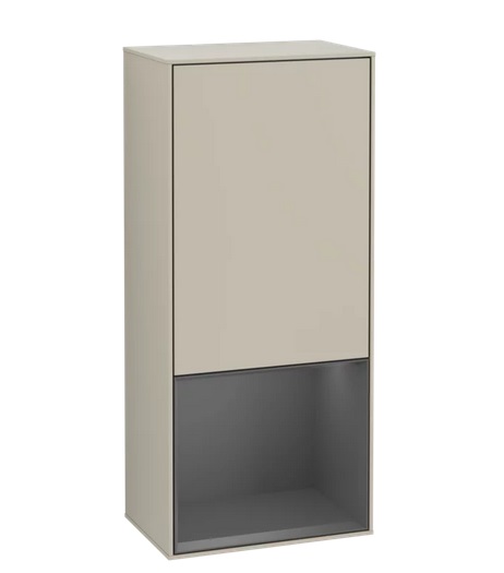 Шафка для ванної Villeroy & Boch Finion 41,8х93,6х27 см петлі праворуч з підсвічуванням МДФ пісок матовий лак/антрацит матовий лак G550GKHH