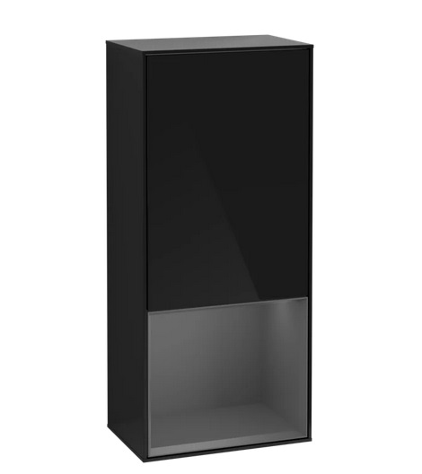 Шкафчик для ванной Villeroy & Boch Finion 41,8х93,6х27 см петли справа с подсветкой МДФ глянцевый черный лак/антрацит матовый лак G550GKPH