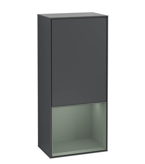 Шкафчик для ванной Villeroy & Boch Finion 41,8х93,6х27 см петли справа с подсветкой МДФ темно-синий матовый лак/оливковый матовый лак G550GMHG