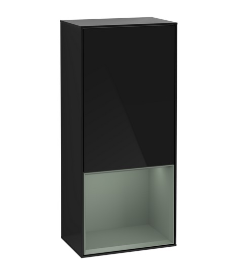 Шкафчик для ванной Villeroy & Boch Finion 41,8х93,6х27 см петли справа с подсветкой МДФ глянцевый черный лак/оливковый матовый лак G550GMPH