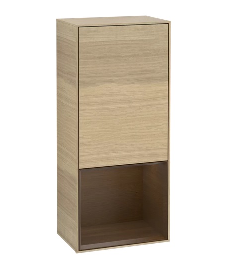 Шафка для ванної Villeroy & Boch Finion 41,8х93,6х27 см петлі праворуч з підсвічуванням ДСП шпон дуба/шпон волоського горіха G550GNPC