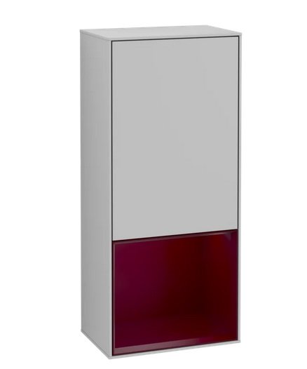 Шкафчик для ванной Villeroy & Boch Finion 41,8х93,6х27 см петли справа с подсветкой МДФ светло-серый матовый лак/пион матовый лак G550HBGJ