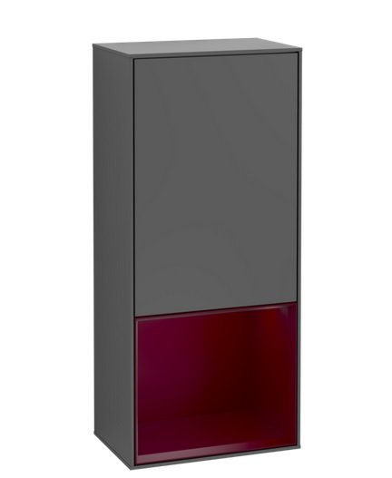 Шкафчик для ванной Villeroy & Boch Finion 41,8х93,6х27 см петли справа с подсветкой МДФ антрацит матовый лак/пион матовый лак G550HBGK