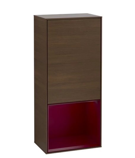 Шафка для ванної Villeroy & Boch Finion 41,8х93,6х27 см петлі праворуч з підсвічуванням ДСП шпон волоського горіха/півон матовий лак G550HBGN