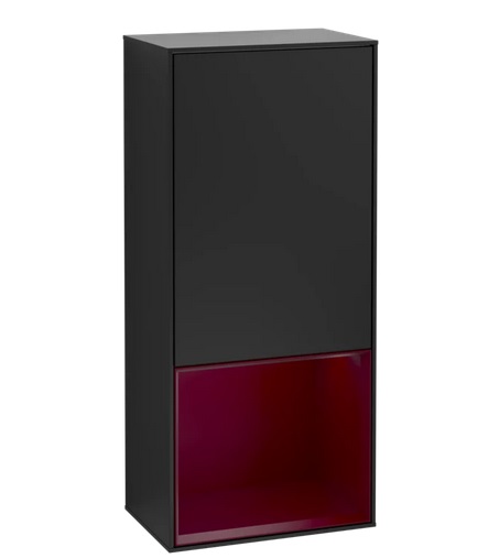 Шкафчик для ванной Villeroy & Boch Finion 41,8х93,6х27 см петли справа с подсветкой МДФ черный матовый лак/пион матовый лак G550HBPD