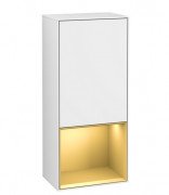 Шкафчик для ванной Villeroy & Boch Finion 41,8х93,6х27 см петли справа с подсветкой МДФ глянцевый белый лак/золотой матовый лак G550HFGF