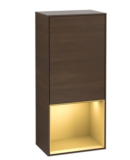 Шкафчик для ванной Villeroy & Boch Finion 41,8х93,6х27 см петли справа с подсветкой ДСП шпон грецкого ореха/золотой матовый лак G550HFGN