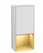Шкафчик для ванной Villeroy & Boch Finion 41,8х93,6х27 см петли справа с подсветкой МДФ белый матовый лак/золотой матовый лак G550HFMT