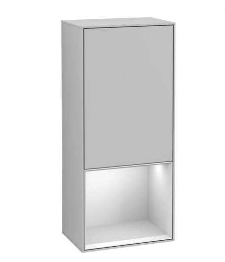 Шкафчик для ванной Villeroy & Boch Finion 41,8х93,6х27 см петли справа с подсветкой МДФ светло-серый матовый лак/белый матовый лак G550MTGJ