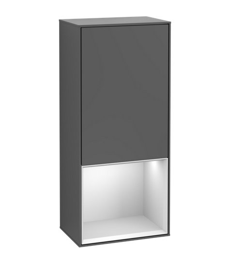 Шкафчик для ванной Villeroy & Boch Finion 41,8х93,6х27 см петли справа с подсветкой МДФ антрацит матовый лак/белый матовый лак G550MTGK