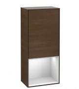 Шафка для ванної Villeroy & Boch Finion 41,8х93,6х27 см петлі праворуч з підсвічуванням ДСП шпон волоського горіха/білий матовий лак G550MTGN