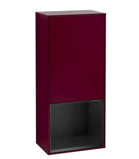 Шкафчик для ванной Villeroy & Boch Finion 41,8х93,6х27 см петли справа с подсветкой МДФ пион матовый лак/черный матовый лак G550PDHB